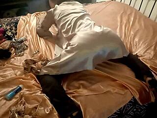 omg, watch this white slut get banged in satin panties and corset doggy style! 🥵