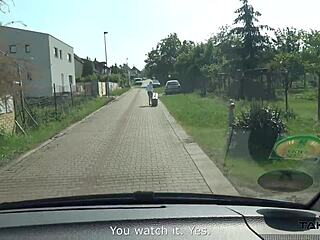 Blondie Picked Up as Slut, Used in Backseat, Left Naked on Street. Outdoor Action in Missionary and Cowgirl!