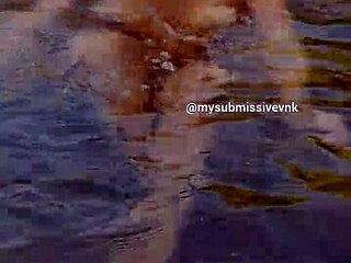 Argentinian Brunette Flashes Natural Tits While Bathing in River and Touches Herself