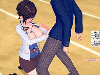 3D hentai massage with busty teacher