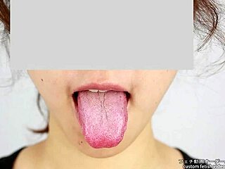 Watch this asian girl show off her tongue fetish skills