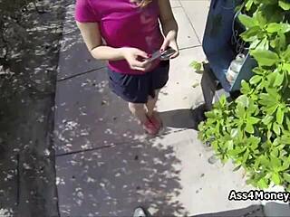 Broke Teen Sucks Cock Outdoors!