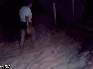 BBW African Wife Sucks for Water at Outdoor Kiosk