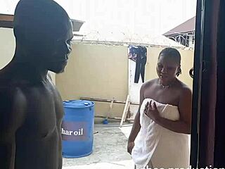 My Neighbor's Wife Drying Clothes Outdoors, Looking Sexy