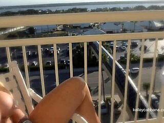 Public Balcony Dare with Kelley Cabbana's Pussy Play in Bikini