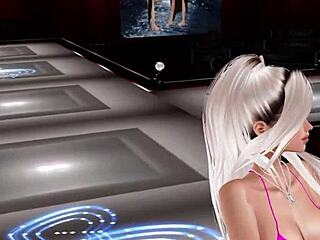 the beautiful model struts down the runway in 3d glamour.