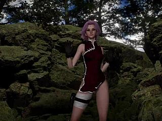 young sakura delightful shinobi girl delights you with forest dance
