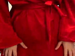 Brunette in red lingerie plays with her big ass and tits in amateur reality