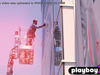 Perfect Brunette Alexandra Tyler Poses Outdoors, Revealing Her Boobs