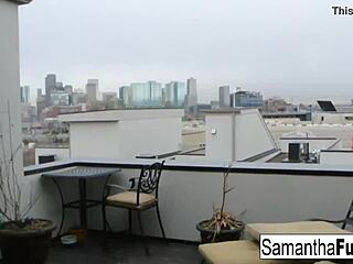 Samantha saint masturbates her pussy in early morning solo scene