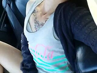 Amateur Wife Masturbates Publicly In Car