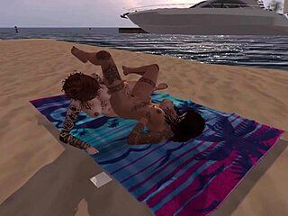 Lesbian Beach Orgasm With Kissing And Pussy Play