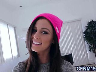 Clothed teen 18+ gets tits cummed in reality cfnm handjob and blowjob