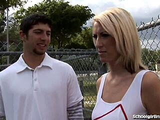 Wow, this blonde cheerleader got knocked up real quick! 😲