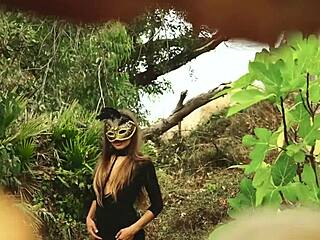 lucid dreaming striptease with ripped clothes petite heels outdoor