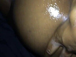 Oiled Ebony Girl Takes Long Black Cock