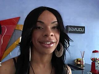 Massive cock black tranny masturbates with toys.