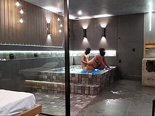 Wild Sex In Bathtub! Brunette Can't Handle Big Black Cock!