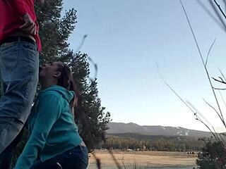 i'm doing a outdoor blowjob bts, deepthroating like a slut in public