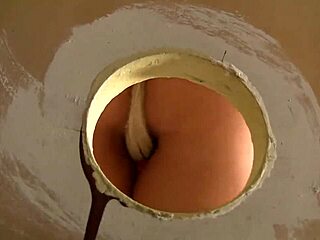 Latina veronica avluv sucks a cock through a glory hole while masturbating in lingerie