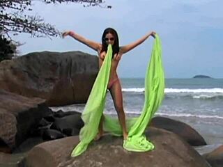 Cute sexy friends feel fun by the ocean with big cock and cum