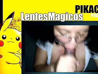 Mexican girl with glasses learns sucking