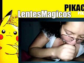 Mexican girl with glasses learns sucking