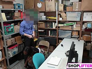 Busty ebony teen failed at shoplifting.
