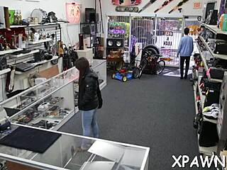 WATCH THIS NAUGHTY BEAUTY TAKE UP AN OFFER OF CASH TO HAVE SEX IN THE SHOP!