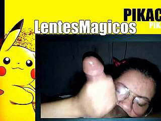 Mexican girl with glasses learns sucking