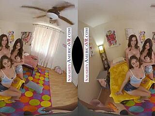 Super cute co-eds charly summer, kourtney rae, and penelope kay intensely tag team a college hunk