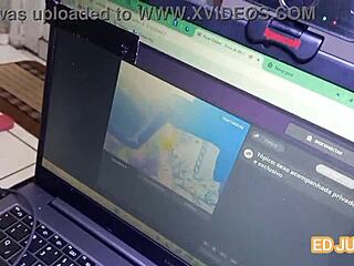 cam girl hooks up raw with a hung guy while client watches. no condom, just pure action!