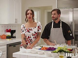 delphine films - april olsen’s naughty cooking show heats up into a wild bisexual threesome with muff diving