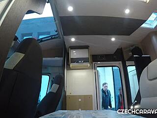 Blonde milf scores hardcore sex in a caravan through a dating site