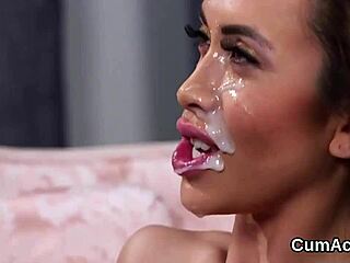 Playful Kitten Receives Facial And Gulps Semen