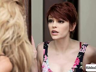 Big Tits Redhead Scissoring Pussy With Blonde Stepsis