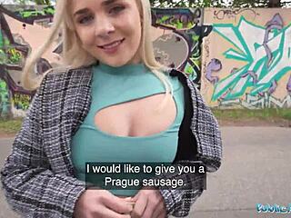 public agent hooks blue-eyed british blonde with big czech cock outdoors