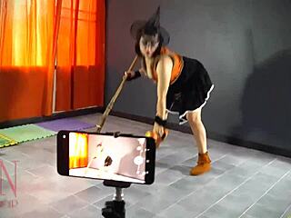 Wow! Halloween 2021 Red-Haired Witch Regina Noir Strips Backstage with Pumpkins!