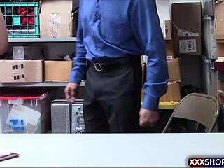 Hey, watch this short-haired shoplifter get bent over and drilled hard!