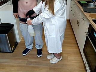 Geez, I’m lettin’ my stepson-in-law fill this male urine bag!