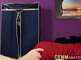 Clothed Amateur Blonde Gets Spermed in Wild CFNM Handjob Scene! Watch!