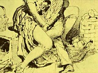 Vintage erotic illustration from antique retro comic cartoon hentai