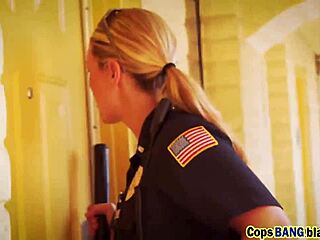 black guy getting invaded by a duo of horny cops in a wild threesome