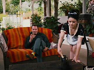 Innocent maid bent over and drilled by strict boss