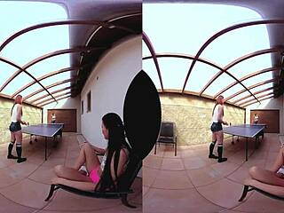 three stunning czech redheads play wild table tennis in pov group action