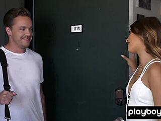 Petite Brunette Housewife Uma Jolie Orders Big Cock Masseur for Action