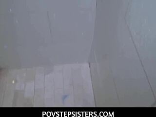 Povstepsisters - Stepsisters Valentina Jewels And Arietta Adams Threesome With Stepbrother After Catching Them Fucking