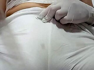 Intriguing punishment with white pants leads to pussy spanking and intense sensations