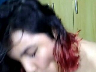 Sucking his dick with big tits bouncing