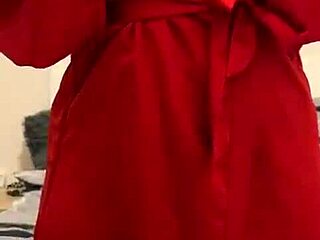 Brunette In Red Lingerie Plays With Herself